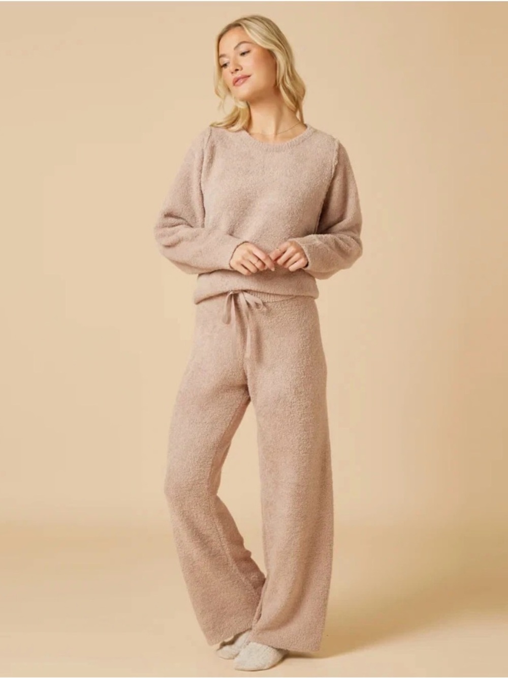 NWT Softies Marshmallow Reverse Seam Crew Neck Lounge Top Coco L